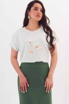 Блузка молочного цвета с коротким рукавом Braslava