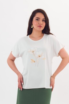 Блузка молочного цвета с коротким рукавом Braslava(фото3)