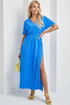 Платье длины макси голубое с поясом Jetty
