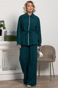 Костюм брючный из вельвета в изумрудном цвете LT collection