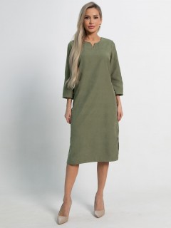 Платье миди в оливковом цвете с поясом LT collection(фото5)