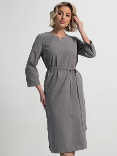 Платье миди в сером цвете с поясом LT collection(фото4)