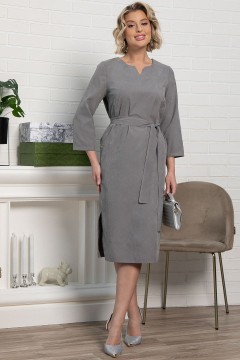Платье миди в сером цвете с поясом LT collection