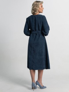 Платье вельветовое с поясом в синем цвете LT collection(фото6)