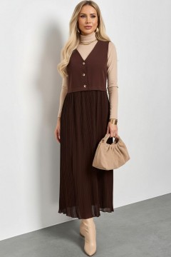 Платье комбинированное шоколадного цвета Jetty