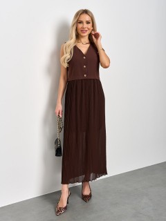 Платье комбинированное шоколадного цвета Jetty(фото5)