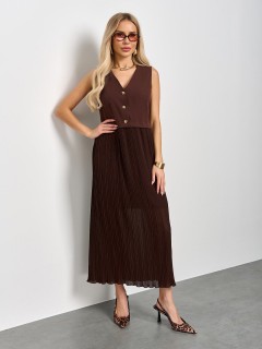 Платье комбинированное шоколадного цвета Jetty(фото2)