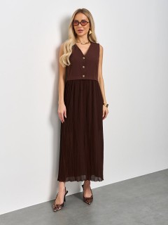 Платье комбинированное шоколадного цвета Jetty(фото7)