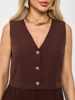 Платье комбинированное шоколадного цвета Jetty(фото4)