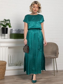 Платье шёлковое длинное изумрудного цвета LT collection(фото2)