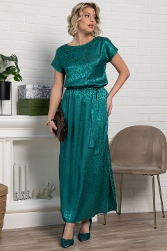 Платье шёлковое длинное изумрудного цвета LT collection