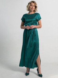 Платье шёлковое длинное изумрудного цвета LT collection(фото5)