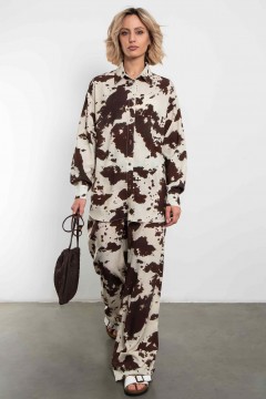 Брюки широкие с выразительным принтом Kosmos