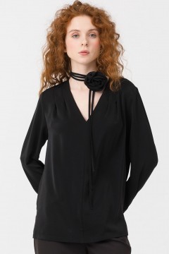 Блузка чёрная с чокером Priz