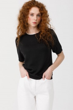 Джемпер вязаный чёрный с короткими рукавами Priz