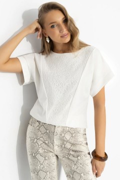 Футболка комбинированная молочного цвета Charutti(фото5)