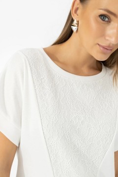 Футболка комбинированная молочного цвета Charutti(фото4)