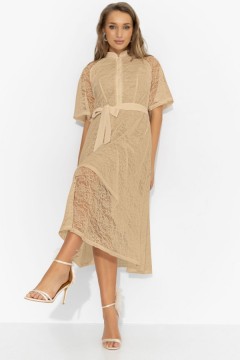 Платье бежевое из кружева на подкладе Charutti(фото4)