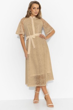 Платье бежевое из кружева на подкладе Charutti