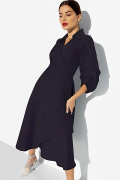 Платье на запах черничного цвета с карманами Charutti