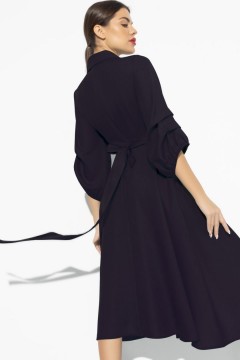 Платье на запах черничного цвета с карманами Charutti(фото5)