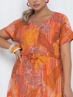 Платье длинное оранжевое с карманами Agata(фото3)