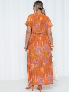 Платье длинное оранжевое с карманами Agata(фото5)