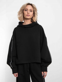 Худи чёрное из премиального футера без начёса Kosmos(фото3)