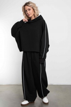 Брюки спортивные чёрные из премиального футера без начёса Kosmos