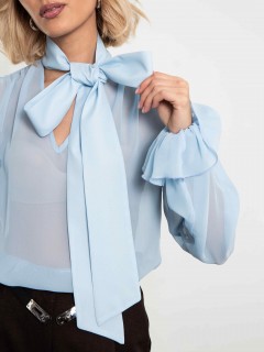 Блуза голубая с бантом Kosmos(фото5)