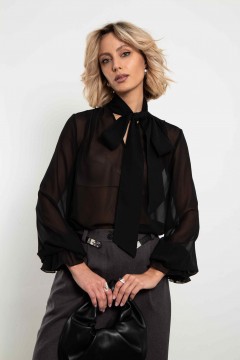 Блуза чёрная с бантом Kosmos(фото3)