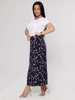 Юбка трикотажная тёмно-синяя с принтом Iv-capriz(фото5)