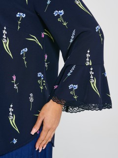 Блузка тёмно-синяя свободная с кружевом Dora(фото10)