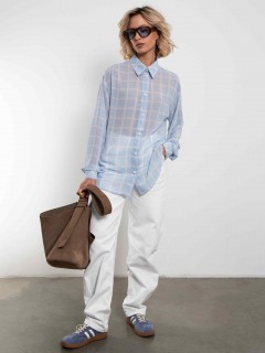 Рубашка шифоновая в голубую клетку Kosmos(фото2)