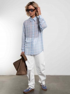 Рубашка шифоновая в голубую клетку Kosmos(фото5)