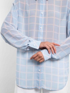 Рубашка шифоновая в голубую клетку Kosmos(фото4)