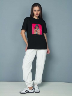 Футболка женская с принтом чёрная Kosmos(фото4)