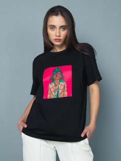 Футболка женская с принтом чёрная Kosmos(фото3)