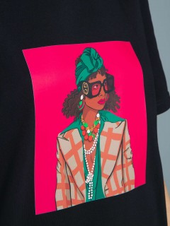 Футболка женская с принтом чёрная Kosmos(фото7)