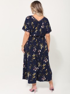 Платье тёмно-синее длинное с разрезами по низу Dora(фото10)