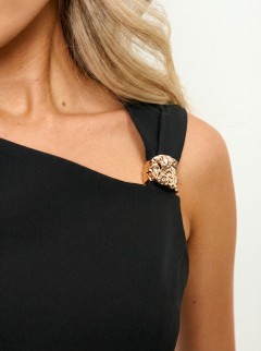 Платье мини чёрное с декором в виде кольца Jetty(фото4)