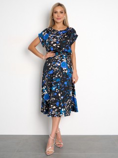 Платье миди атласное чёрное с принтом Jetty(фото5)