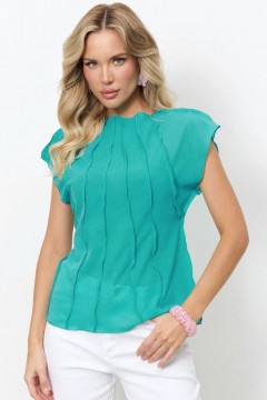 Блузка из креп-шифона бирюзового цвета Jetty
