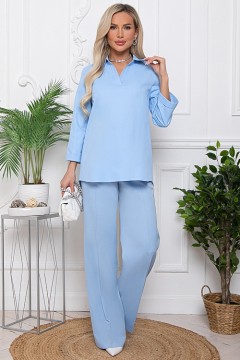 Блузка однотонная голубого цвета Avili(фото2)