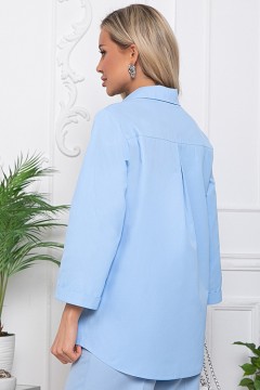 Блузка однотонная голубого цвета Avili(фото7)
