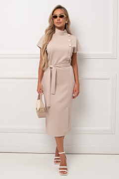 Платье миди бежевое в деловом стиле Аланна №1 Valentina(фото2)