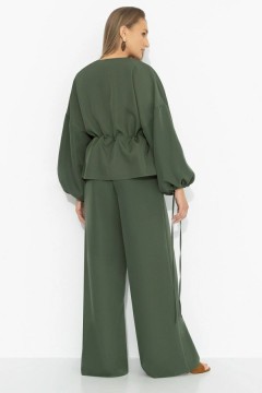 Костюм-двойка с брюками в цвете хаки Charutti(фото7)