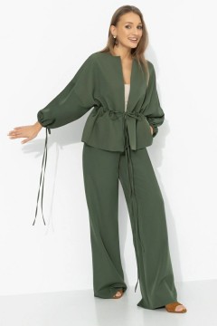 Костюм-двойка с брюками в цвете хаки Charutti(фото4)