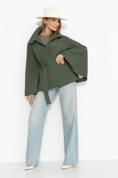 Жакет‑кейп с поясом в цвете хаки Charutti(фото2)