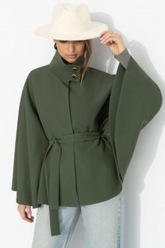 Жакет‑кейп с поясом в цвете хаки Charutti